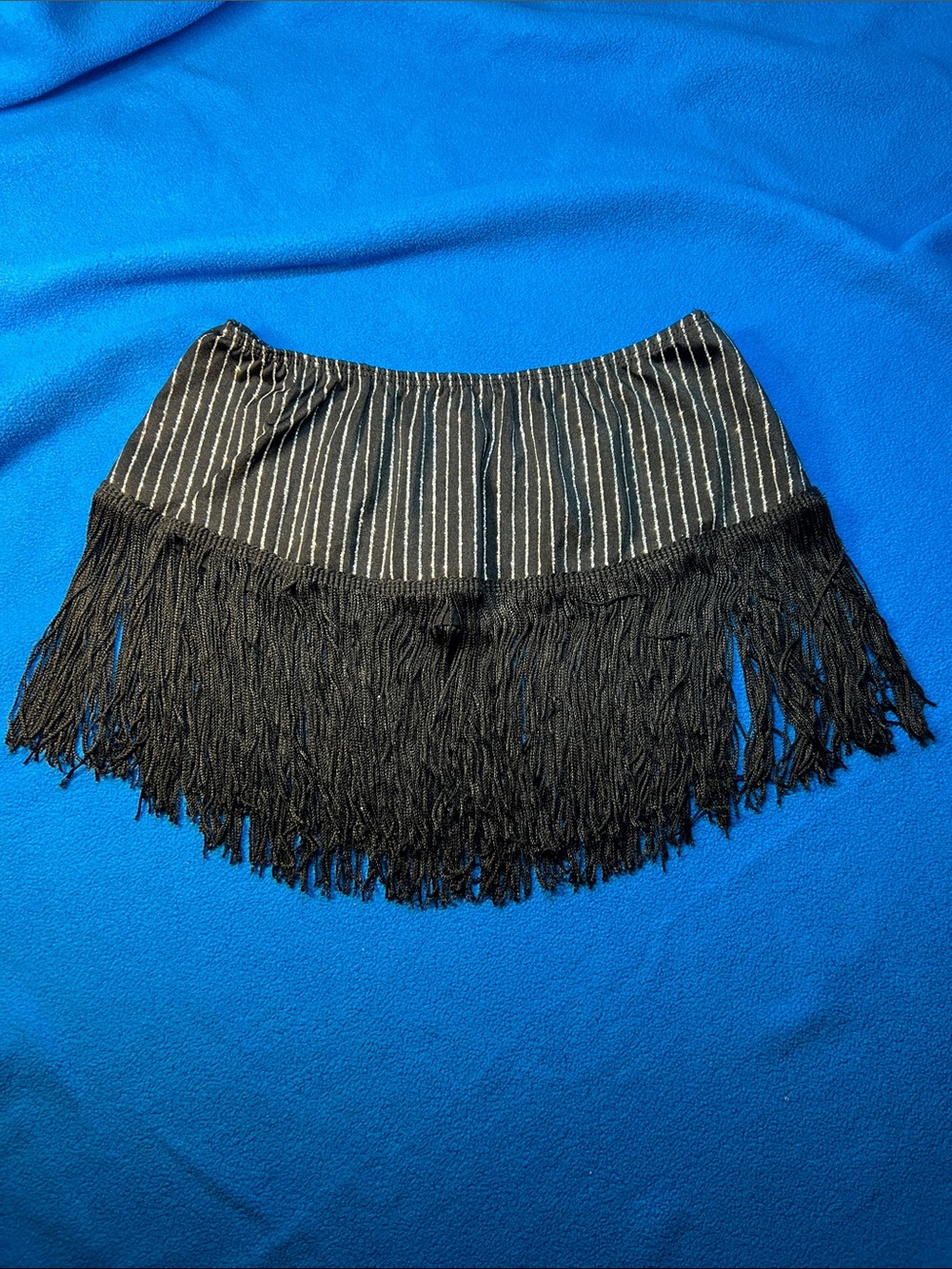 Fun Fringe Glitter Pinstripe Dance Skating Overskirt M NWOT